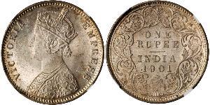 1 Rupee Raj britannique (1858-1947) Argent Victoria (1819 - 1901)