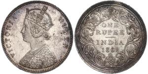 1 Rupee Raj britannique (1858-1947) Argent Victoria (1819 - 1901)