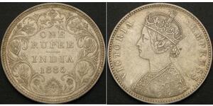 1 Rupee Raj britannique (1858-1947) Argent Victoria (1819 - 1901)