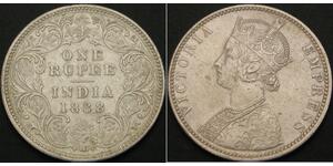 1 Rupee Raj britannique (1858-1947) Argent Victoria (1819 - 1901)