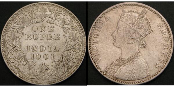 1 Rupee Raj britannique (1858-1947) Argent Victoria (1819 - 1901)