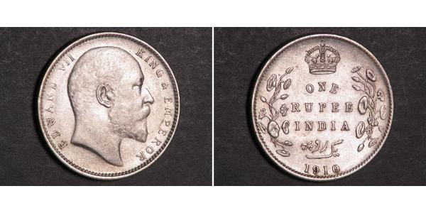 1 Rupee Raj britannique (1858-1947) Argent Édouard VII (1841-1910)
