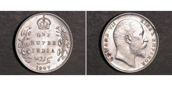1 Rupee Raj britannique (1858-1947) Argent Édouard VII (1841-1910)