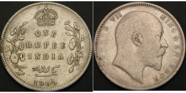 1 Rupee Raj britannique (1858-1947) Argent Édouard VII (1841-1910)