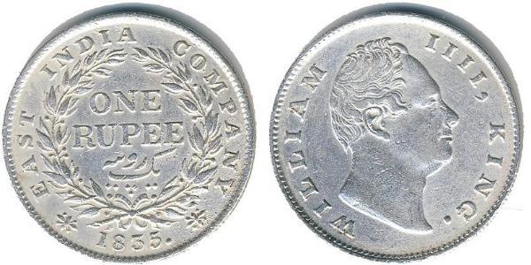 1 Rupee Raj britannique (1858-1947) Argent Guillaume IV (1765-1837)