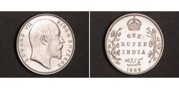 1 Rupee Raj britannique (1858-1947) Argent Édouard VII (1841-1910)