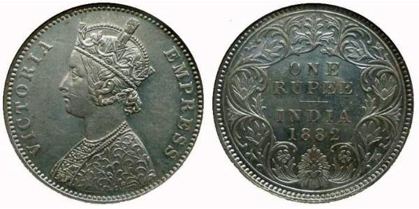 1 Rupee Raj britannique (1858-1947) Argent Victoria (1819 - 1901)