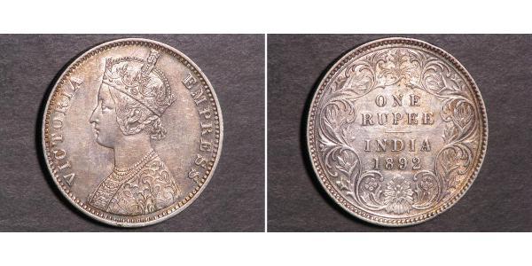 1 Rupee Raj britannique (1858-1947) Argent Victoria (1819 - 1901)