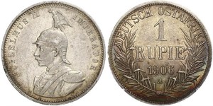 1 Rupee Africa Orientale Tedesca (1885-1919) Argento Wilhelm II, German Emperor (1859-1941)