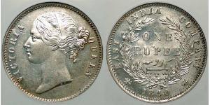 1 Rupee Compagnia Inglese delle Indie Orientali (1757-1858) Argento Vittoria (1819 - 1901)