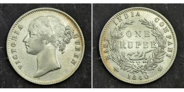 1 Rupee Compagnia Inglese delle Indie Orientali (1757-1858) Argento Vittoria (1819 - 1901)