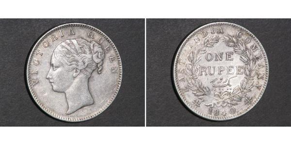 1 Rupee Compagnia Inglese delle Indie Orientali (1757-1858) Argento Vittoria (1819 - 1901)