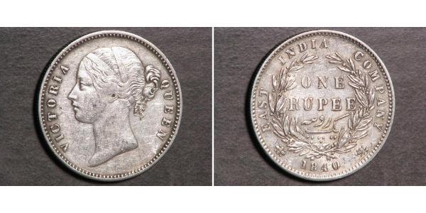 1 Rupee Compagnia Inglese delle Indie Orientali (1757-1858) Argento Vittoria (1819 - 1901)