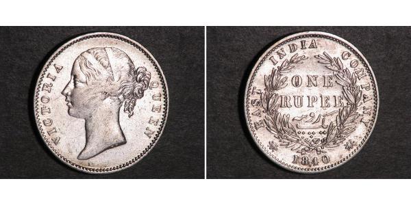 1 Rupee Compagnia Inglese delle Indie Orientali (1757-1858) Argento Vittoria (1819 - 1901)