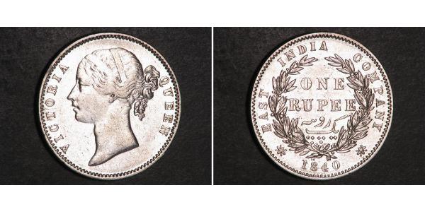 1 Rupee Compagnia Inglese delle Indie Orientali (1757-1858) Argento Vittoria (1819 - 1901)