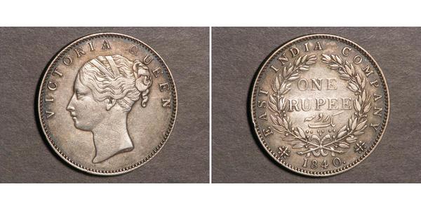 1 Rupee India Argento Vittoria (1819 - 1901)