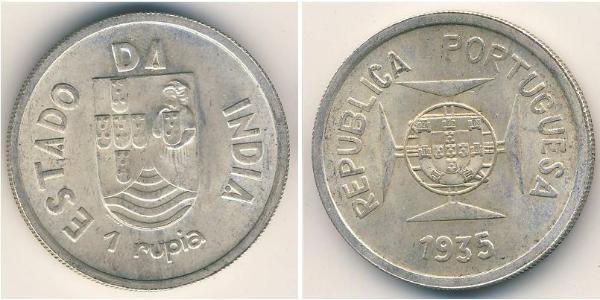 1 Rupee India portoghese (1510-1961) Argento 