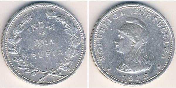 1 Rupee India portoghese (1510-1961) Argento 