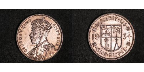 1 Rupee Mauritius Argento Giorgio V (1865-1936)