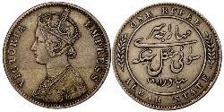 1 Rupee Raj Britannico (1858-1947) Argento Vittoria (1819 - 1901)