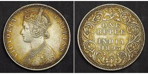 1 Rupee Raj Britannico (1858-1947) Argento Vittoria (1819 - 1901)