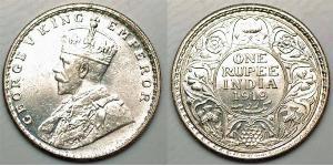 1 Rupee Raj Britannico (1858-1947) Argento Giorgio V (1865-1936)