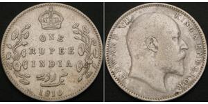 1 Rupee Raj Britannico (1858-1947) Argento Edoardo VII (1841-1910)