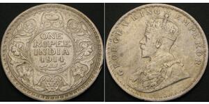 1 Rupee Raj Britannico (1858-1947) Argento Giorgio V (1865-1936)