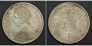 1 Rupee Raj Britannico (1858-1947) Argento Vittoria (1819 - 1901)
