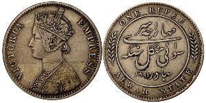1 Rupee Raj Britannico (1858-1947) Argento Vittoria (1819 - 1901)