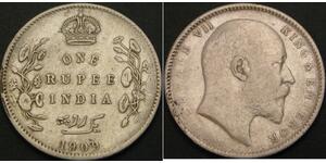 1 Rupee Raj Britannico (1858-1947) Argento Edoardo VII (1841-1910)