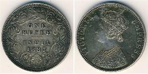 1 Rupee Raj Britannico (1858-1947) Argento Vittoria (1819 - 1901)