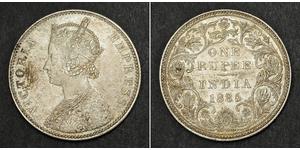 1 Rupee Raj Britannico (1858-1947) Argento Vittoria (1819 - 1901)