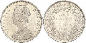 1 Rupee Raj Britannico (1858-1947) Argento Vittoria (1819 - 1901)