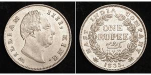 1 Rupee Raj Britannico (1858-1947) Argento Guglielmo IV (1765-1837)