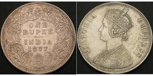 1 Rupee Raj Britannico (1858-1947) Argento Vittoria (1819 - 1901)