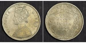 1 Rupee Raj Britannico (1858-1947) Argento Vittoria (1819 - 1901)