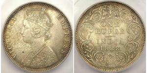 1 Rupee Raj Britannico (1858-1947) Argento Vittoria (1819 - 1901)