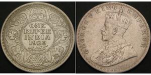 1 Rupee Raj Britannico (1858-1947) Argento Giorgio V (1865-1936)