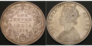 1 Rupee Raj Britannico (1858-1947) Argento Vittoria (1819 - 1901)