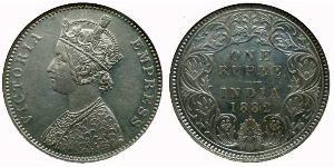 1 Rupee Raj Britannico (1858-1947) Argento Vittoria (1819 - 1901)