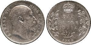 1 Rupee Raj Britannico (1858-1947) Argento Edoardo VII (1841-1910)