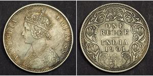 1 Rupee Raj Britannico (1858-1947) Argento Vittoria (1819 - 1901)