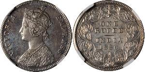 1 Rupee Raj Britannico (1858-1947) Argento Vittoria (1819 - 1901)
