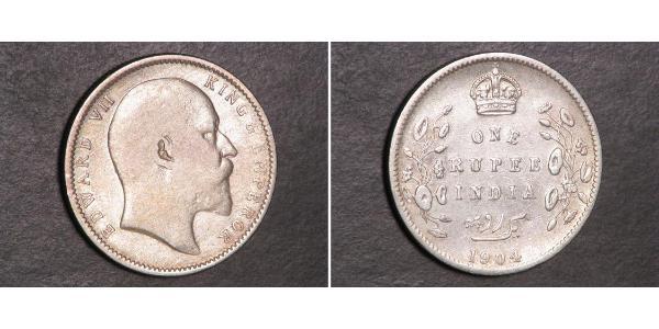 1 Rupee Raj Britannico (1858-1947) Argento Edoardo VII (1841-1910)