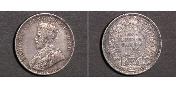 1 Rupee Raj Britannico (1858-1947) Argento Giorgio V (1865-1936)