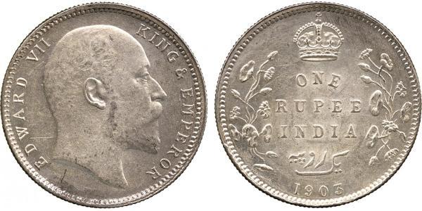 1 Rupee Raj Britannico (1858-1947) Argento Edoardo VII (1841-1910)