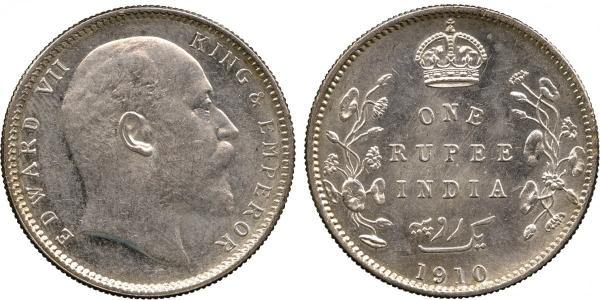 1 Rupee Raj Britannico (1858-1947) Argento Edoardo VII (1841-1910)