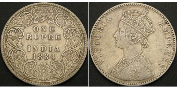 1 Rupee Raj Britannico (1858-1947) Argento Vittoria (1819 - 1901)