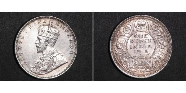 1 Rupee Raj Britannico (1858-1947) Argento Giorgio V (1865-1936)